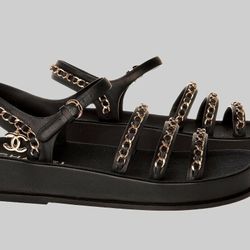 Chanel Black Calf Skin Gladiator Sandals Chanel Black Calf Skin Gladiator Sandals