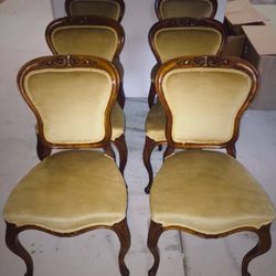French Solid Carved Walnut Antique Dining Chairs (Set of 6) #2 French Solid Carved Walnut Antique Dining Chairs (Set of 6) #2