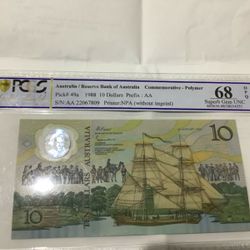 1988 $10 PCGS-68 GEM UNC 68 1988 $10 PCGS-68 GEM UNC 68