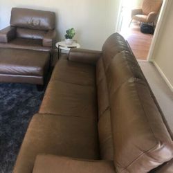 Moran Leather 3 seater, chair and ottoman #3 Moran Leather 3 seater, chair and ottoman #3