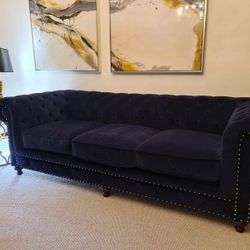 Coco Republic Dark Blue/Navy Velvet 3-Seaters Chesterfield Lounges Coco Republic Dark Blue/Navy Velvet 3-Seaters Chesterfield Lounges